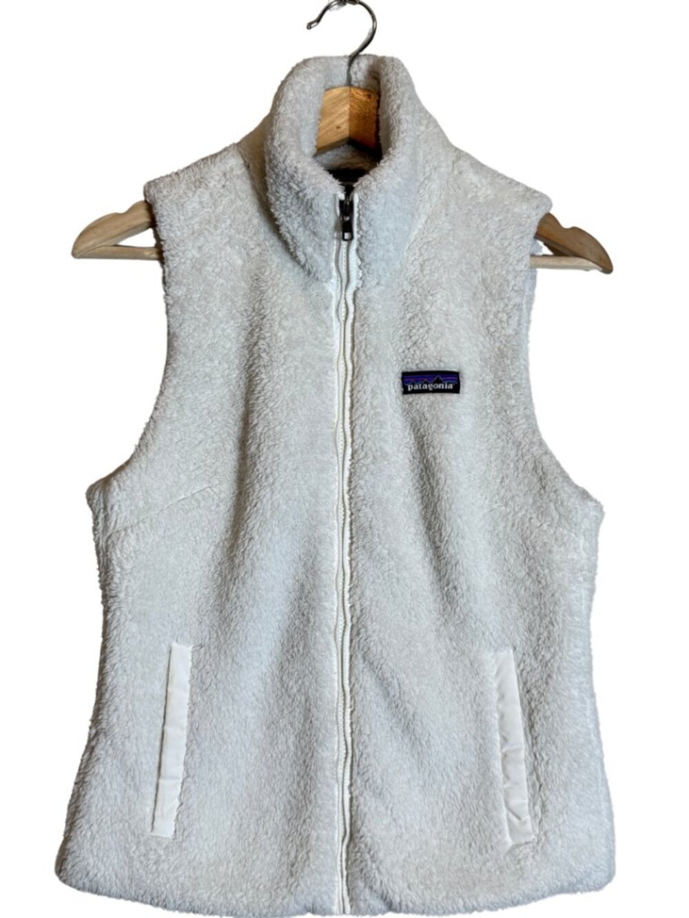 Patagonia Los Gatos Teddy Vest Women's Small Birch White Full Zip Outdoor Hiking